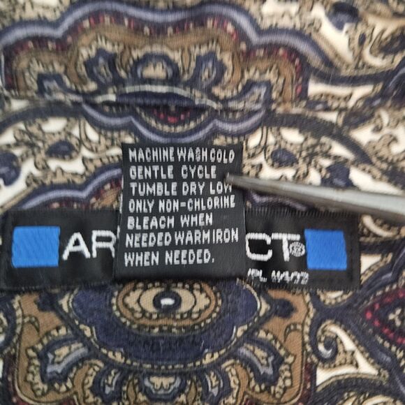 Architect Shirt Mens Sz. M button down long sleeve Geometric browns blues - Picture 8 of 10